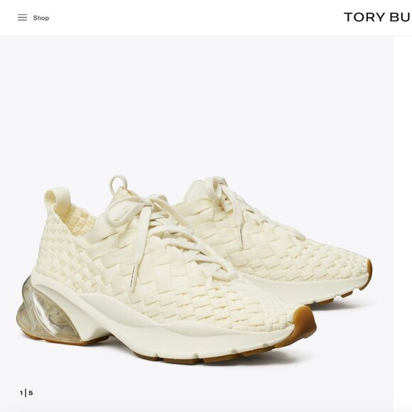 Authentic Tory Burch - Good Luck Woven Trainer Shoes (TAN) - Picture 2 of 5